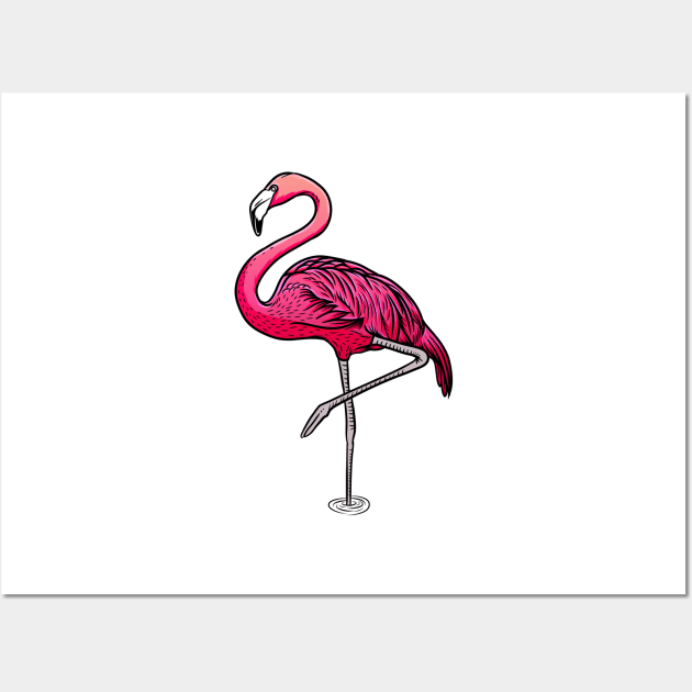 Pink Flamingo Wall Art by Sticker Steve